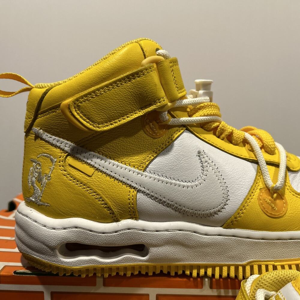 Size 9- Off-White x Nike Air Force 1 SP Leather Mid Varsity Maize W OG BOX - Picture 9 of 15